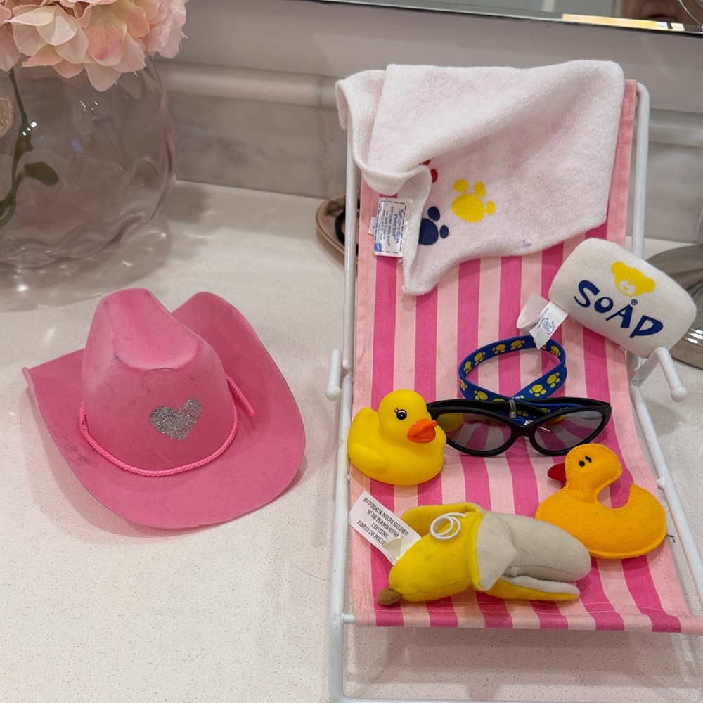 Build-A-Bear Pink and White Beach Set